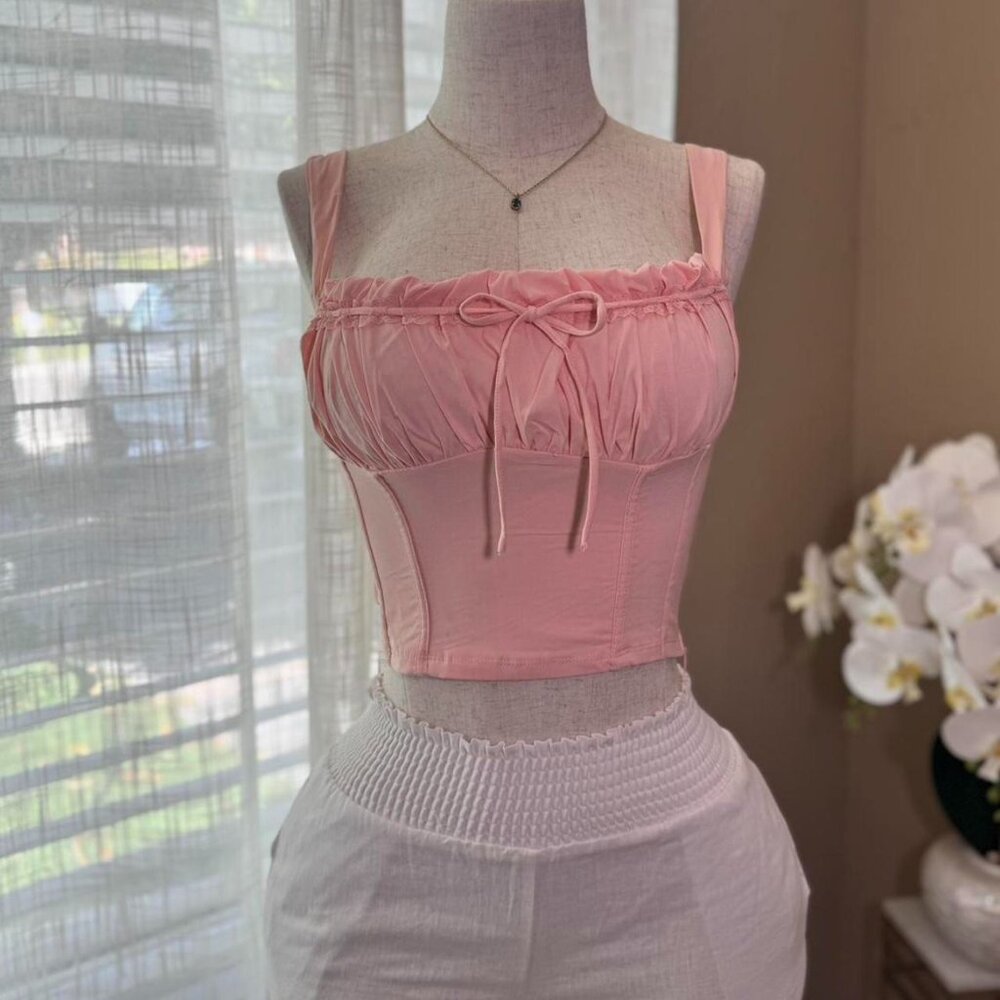 Women's Pink Corset Tank Top